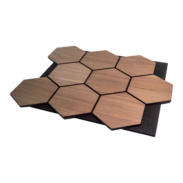 Hexagon Panel Walnoot 81CM | Akoestisch | Wanddecor | Zeshoekig