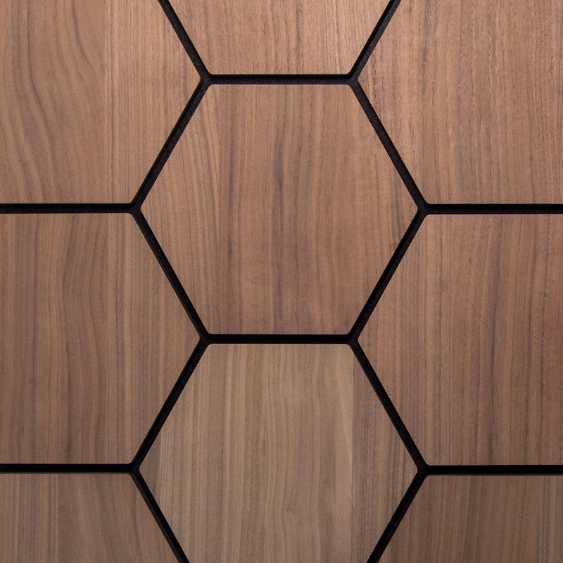 Hexagon Panel Walnoot 81CM | Akoestisch | Wanddecor | Zeshoekig