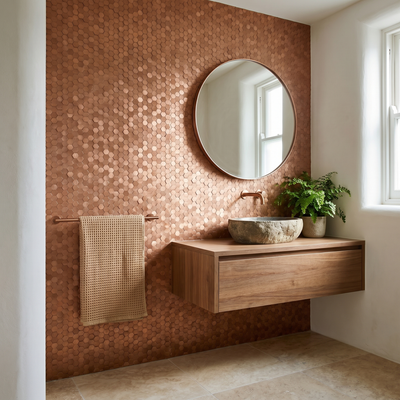 Mini Hexagon 3D Koper - badkamer sfeerfoto