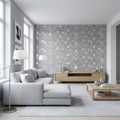 Driehoek Grijs Zilver - woonkamer sfeerfoto