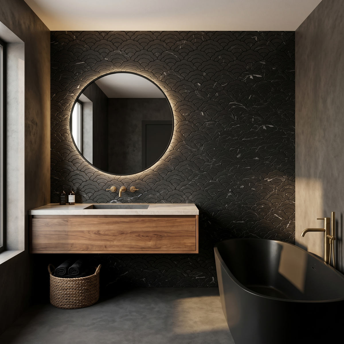 Waaier Zwart - badkamer sfeerfoto