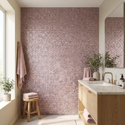 Pentagon 3D Roze - badkamer sfeerfoto