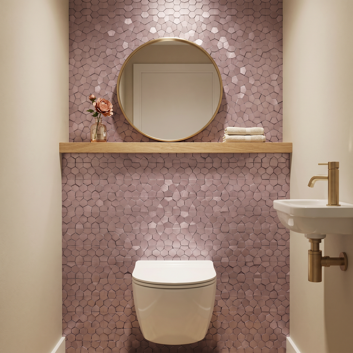 Pentagon 3D Roze - wc sfeerfoto
