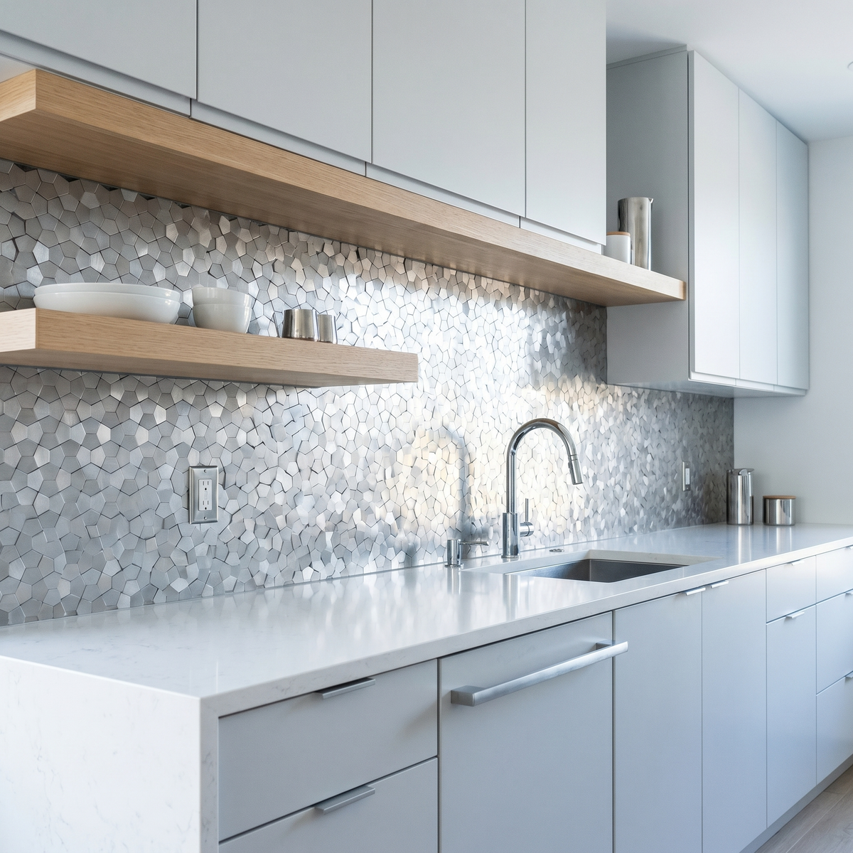 Pentagon 3D Zilver - keuken sfeerbeeld