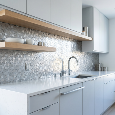 Pentagon 3D Zilver - keuken sfeerbeeld