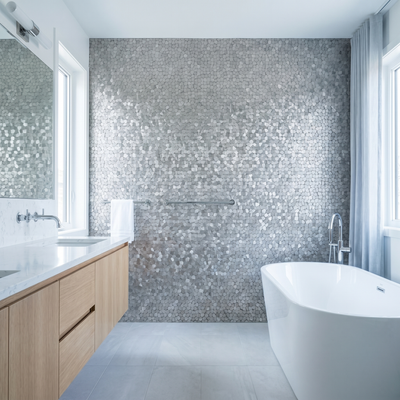 Pentagon 3D Zilver - badkamer sfeerbeeld