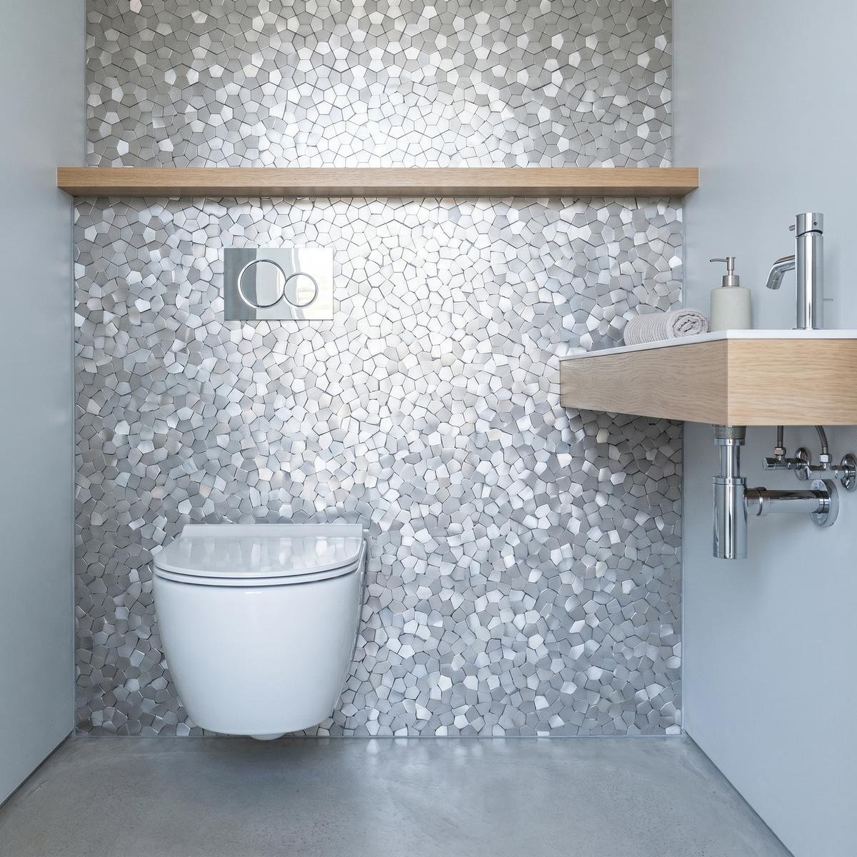 Pentagon 3D Zilver - wc sfeerbeeld
