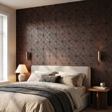 Nolan Rose Black wandpaneel achter het bed in slaapkamer