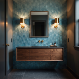 Hexagon mozaiek blauw toilet