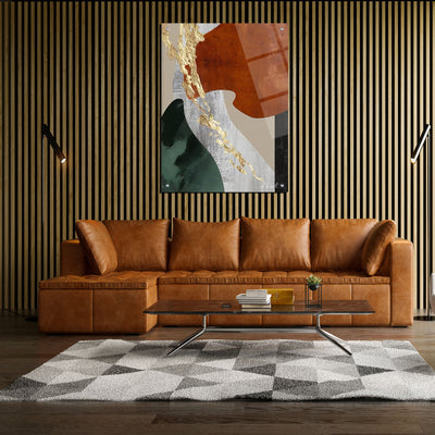 Canvas | Plexiglas Schilderij - Abstract Gold Orange